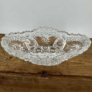 Candy Dish Nut Bowl LE Smith Heavy Glass Pinwheel & Stars Sawtooth Edge Vintage